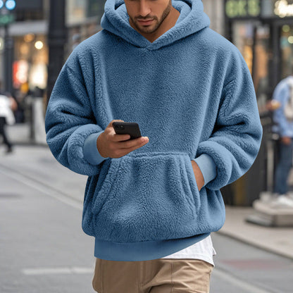 Großer Fleece Hoodie für Männer Bequem Modern Känguro Tasche