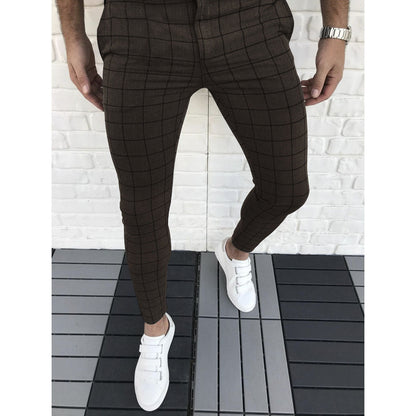 Herren Slim Fit Anzughose Karomuster Modern
