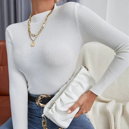 Damen Langarmshirt Elegantes Rippenmuster Damenoberteil