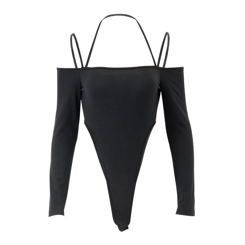 Damen Body mit Offenen Schultern Langärmlig Elegantes Oberteil