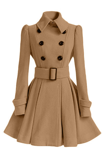 Damen Trenchcoat Elegante Taille mit Doppelknöpfen