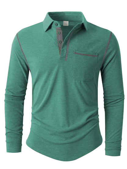 Herren Langarm Poloshirt Elegant Sportlich