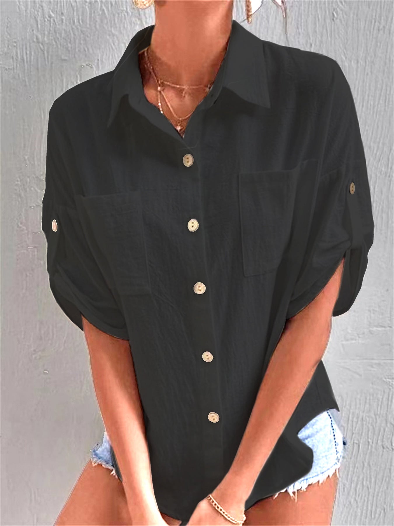 Damen Leinenbluse Sommerleicht Elegantes Design