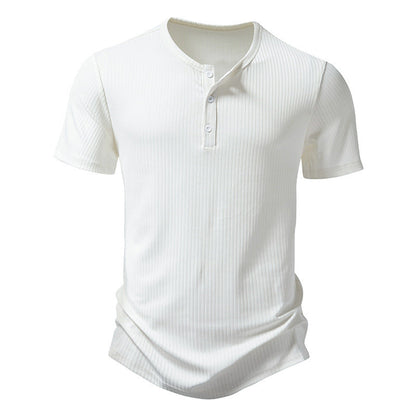 Herren Kurzarm-Shirt Modern Strukturiert Knopf-Details