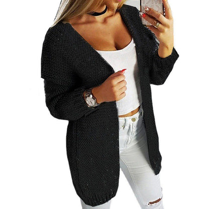 Damen Cardigan Lässig Offen V-Ausschnitt - IdealeKleiden