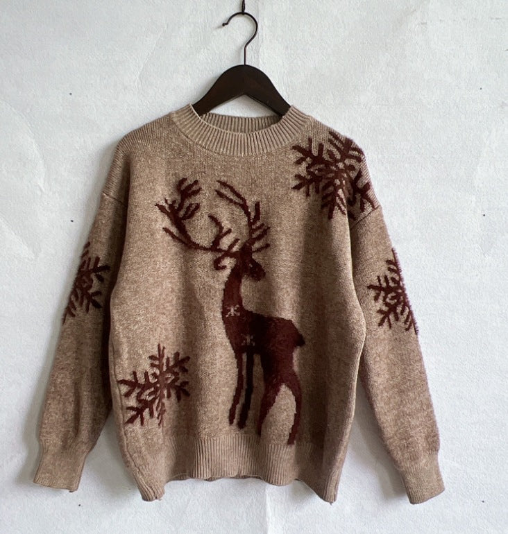 Weihnachtspullover Damen Festlich Rentier Motiv