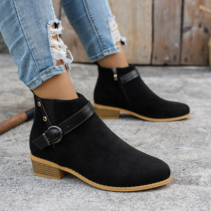 Damen Stiefeletten Elegant Riemchen Rutschfest