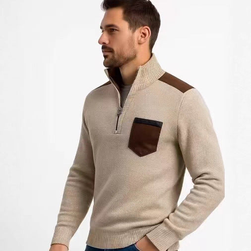 Herren Pullover Stehkragen Modern Praktisch - IdealeKleiden