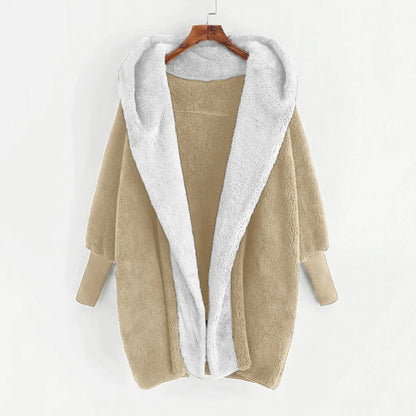 Weicher Damen Cardigan-Mantel mit Kapuze und Lockerer Passform