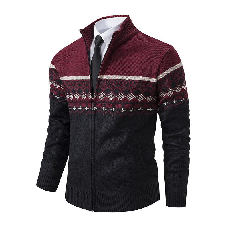 Herren Strickjacke Modern Hochkragen Design