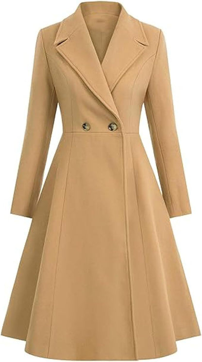 Damen Oversize Mantel Elegant Doppelter Knopf