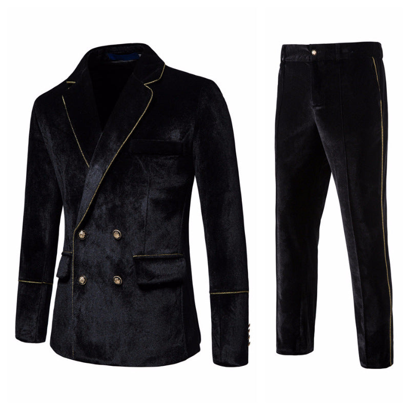 Herren Anzug Samt Elegant Gold
