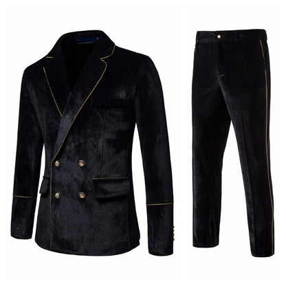 Herren Anzug Samt Elegant Gold