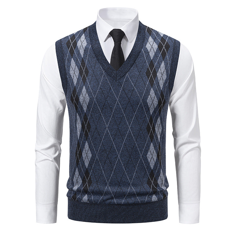 Herren Pullunder Argyle Muster Elegantes Design