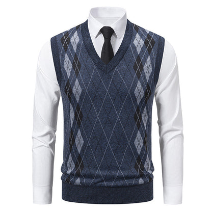 Herren Pullunder Argyle Muster Elegantes Design