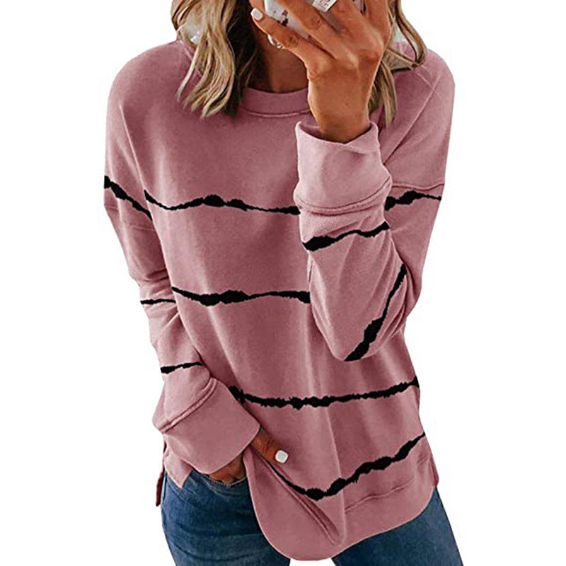 Damen Sweatshirt Streifenmuster Modern Style