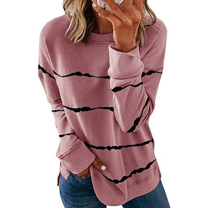 Damen Sweatshirt Streifenmuster Modern Style