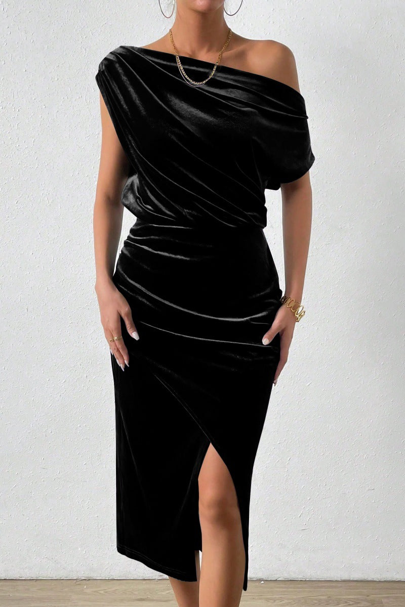 Damen Sommerkleid Elegantes Off-the-Shoulder Midikleid
