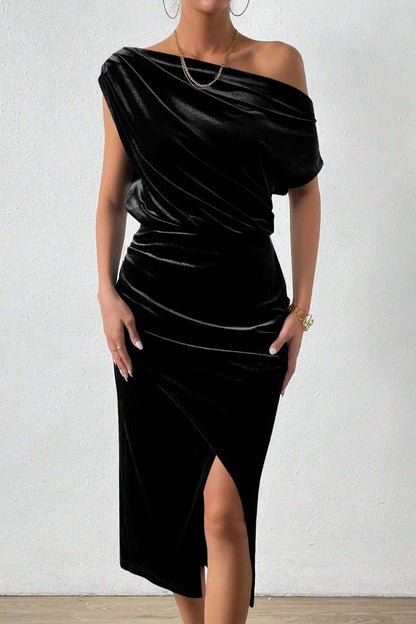 Damen Sommerkleid Elegantes Off-the-Shoulder Midikleid