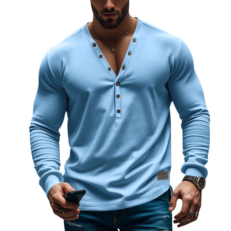 Herren Langarmshirt Modern Knopfdesign - IdealeKleiden