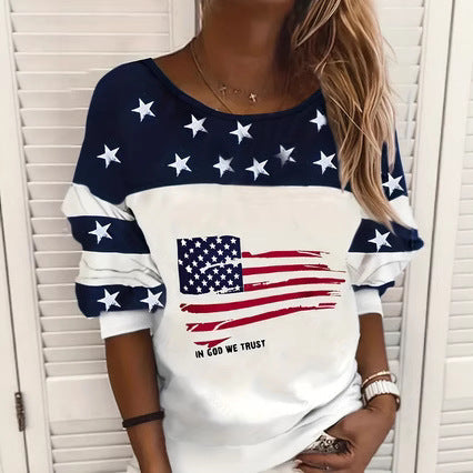 Damen Sweatshirt Amerika Flagge Style - IdealeKleiden