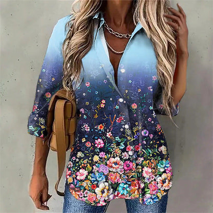 Damenbluse Elegant Floral Ombre Effekt