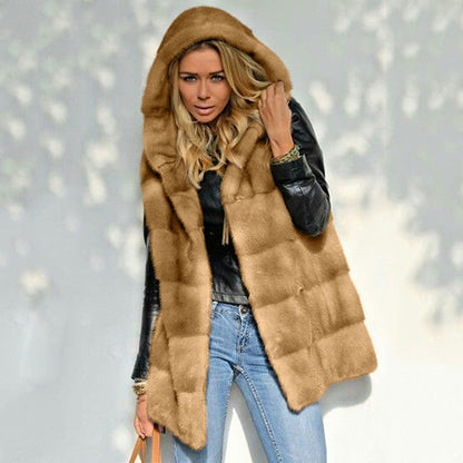 Damen Fleece-Jacke Mit Kapuze Warm Und Bequem