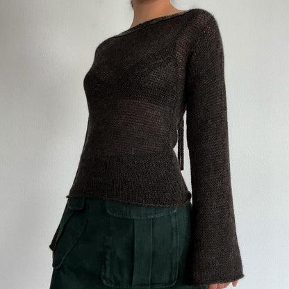Elegante Strickpullover Damen Spitze Detail