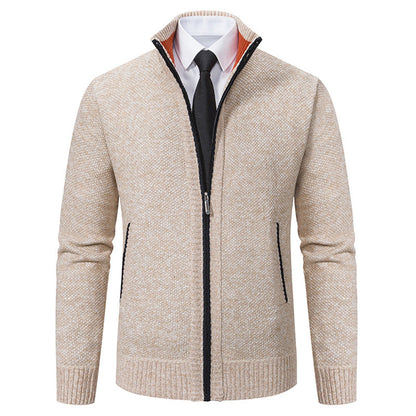 Herren Strickjacke Elegant Hochkragen Reißverschluss