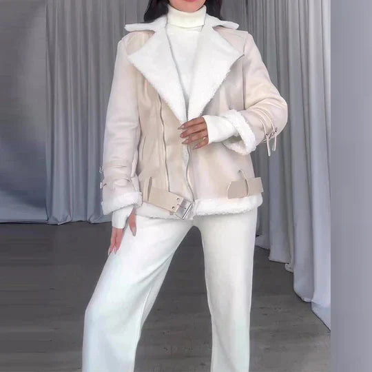 Winterjacke Warm Elegant Breit Revers - IdealeKleiden