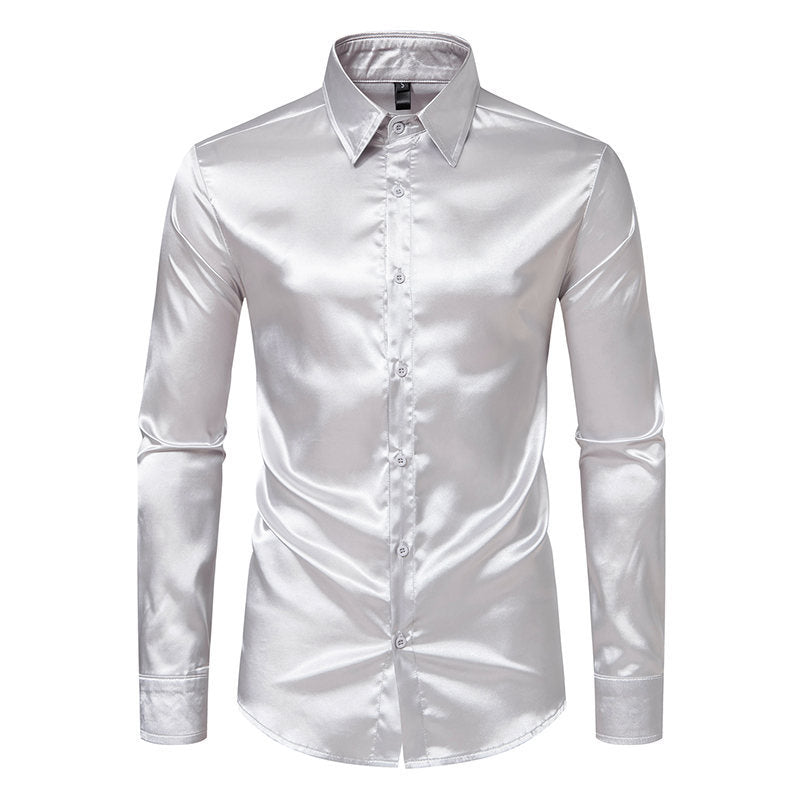 Herren Hemd Elegant Satin Glanz