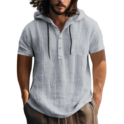 Herren Hoodie Kurzarm Leger Relaxt