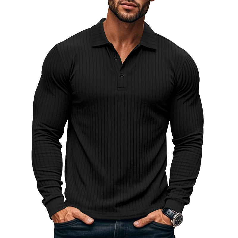 Herren Langarm-Shirt Strukturiertes Muster Modern