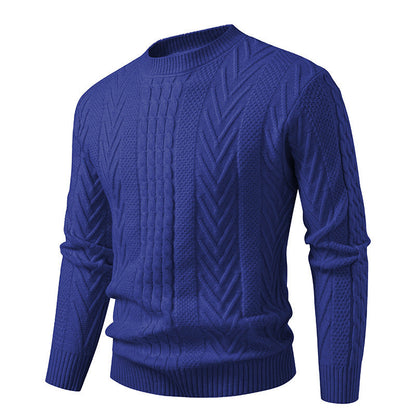 Herren Pullover Grobstrick Zopfmuster Rundhals