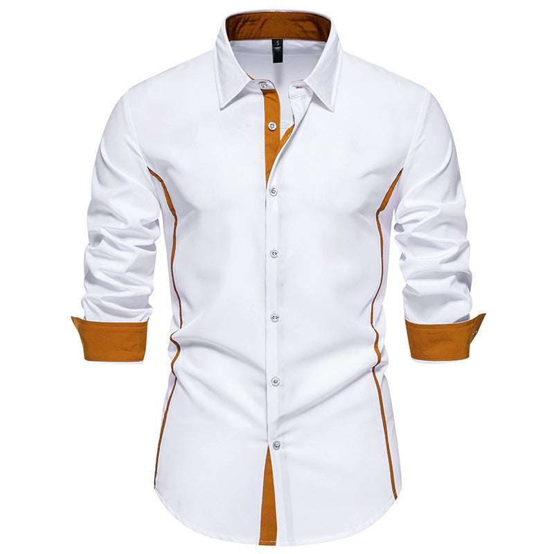 Herren Langarmhemd Modern Kontrast Details