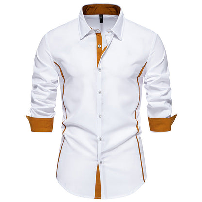 Herren Langarmhemd Modern Kontrast Details