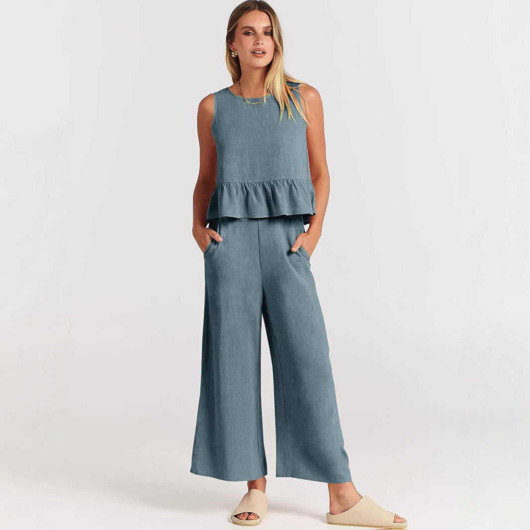 Damen Zweiteiler Set Elegant Rüschen Detail - IdealeKleiden