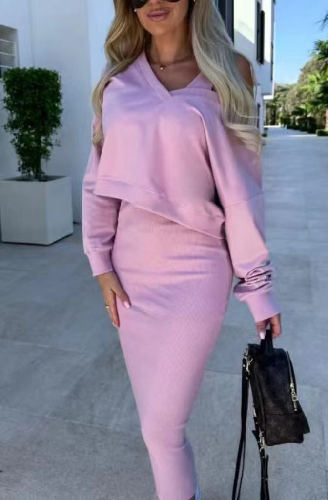 Damen Chic Set Pullover und Bleistiftrock Elegante Outfits