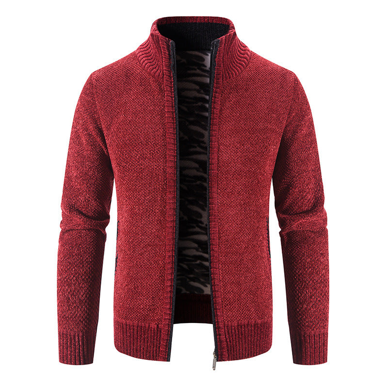 Herren Strickjacke Hochkragen Praktisch Reißverschluss Taschen