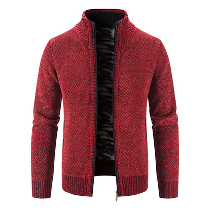 Herren Strickjacke Hochkragen Praktisch Reißverschluss Taschen