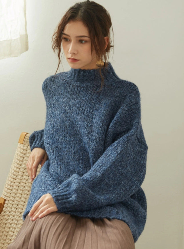 Damen Grobstrick Pullover Bequem Elegant
