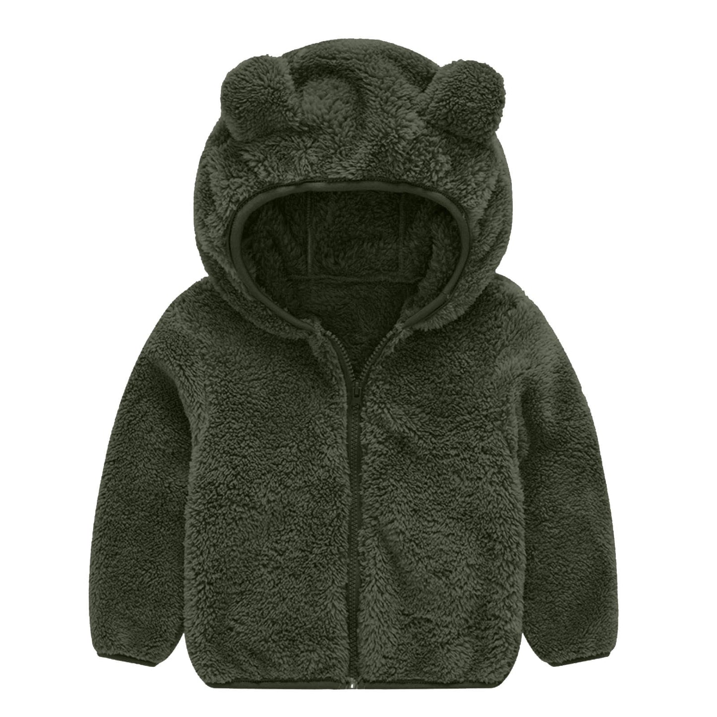 Damen Fleecejacke Bärenohren Mütze Warm Kuschelig