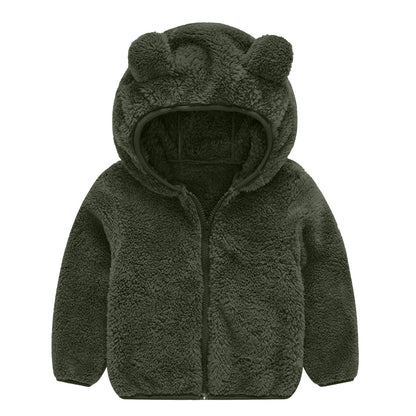 Damen Fleecejacke Bärenohren Mütze Warm Kuschelig
