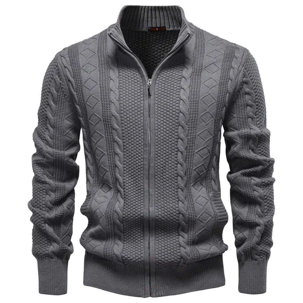 Herren Strickjacke Reißverschluss Strukturiert Modern - IdealeKleiden
