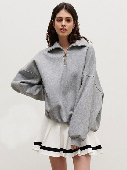 Damen Pullover Modern Reißverschluss Hochkragen