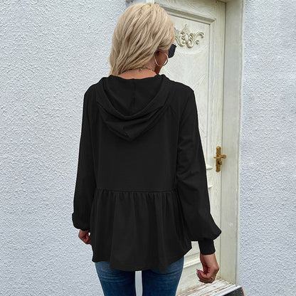 Stylische Kapuzenpullover Frauen Rüschen Detail - IdealeKleiden