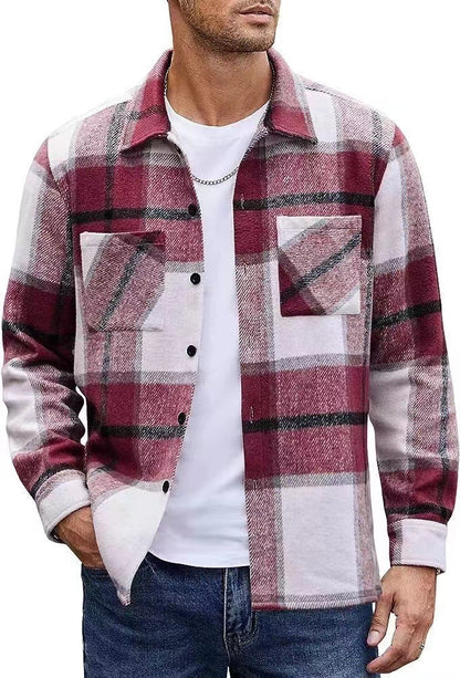 Herren Karo Hemdenjacke Lässig Casual