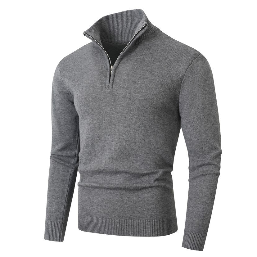 Herren Pullover Modern Halbzipper Strukturstoff