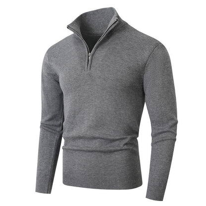 Herren Pullover Modern Halbzipper Strukturstoff
