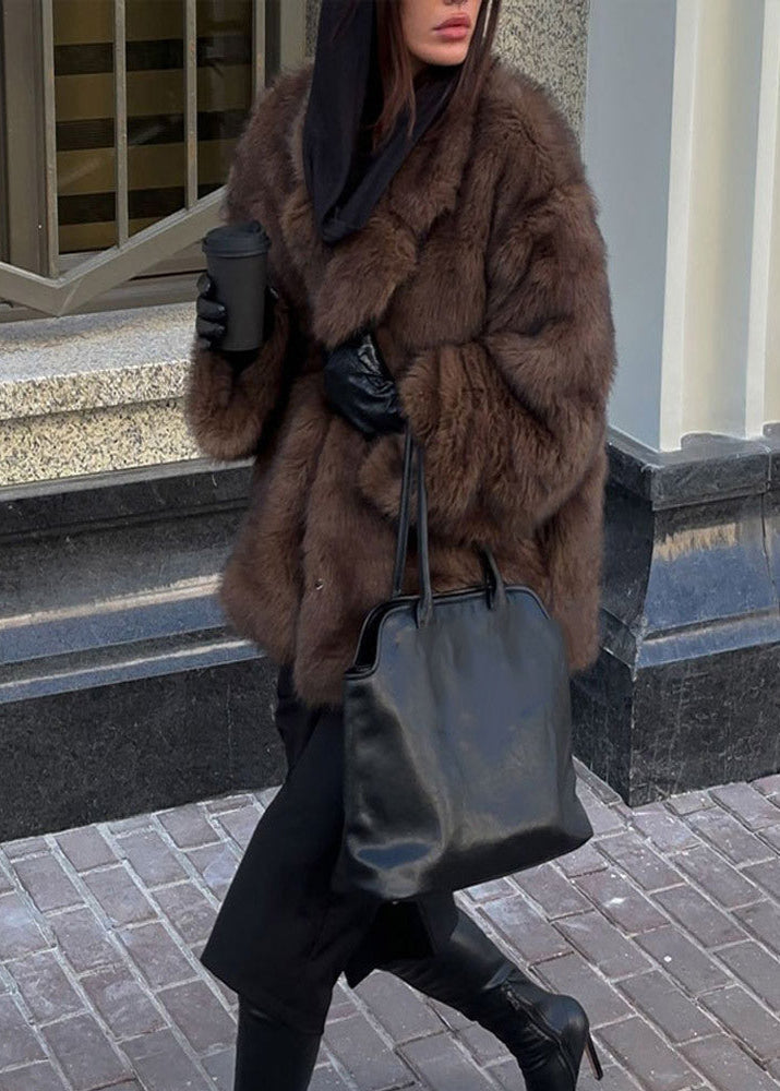 Modische Kunstfell-Jacke Damen - IdealeKleiden